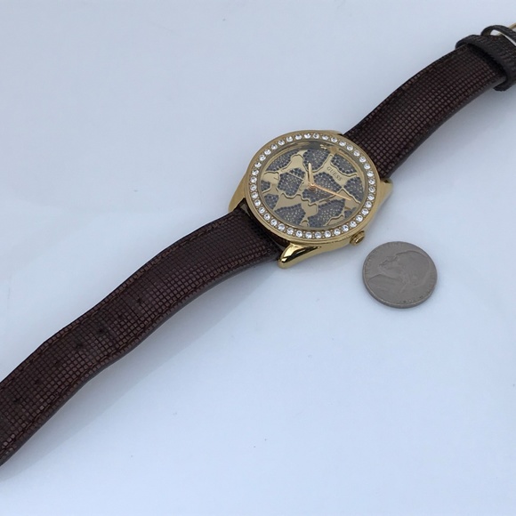 Guess Women Watch Bling Crystal Accents Brown Band - Picture 4 of 8